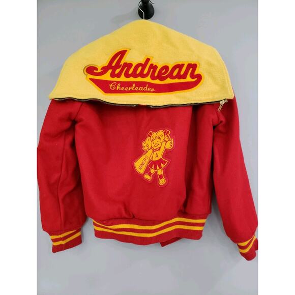 Cheerleader Wool Letterman Varsity Jacker Red 1987 80s Andrean Vintage High Scho - Picture 11 of 11